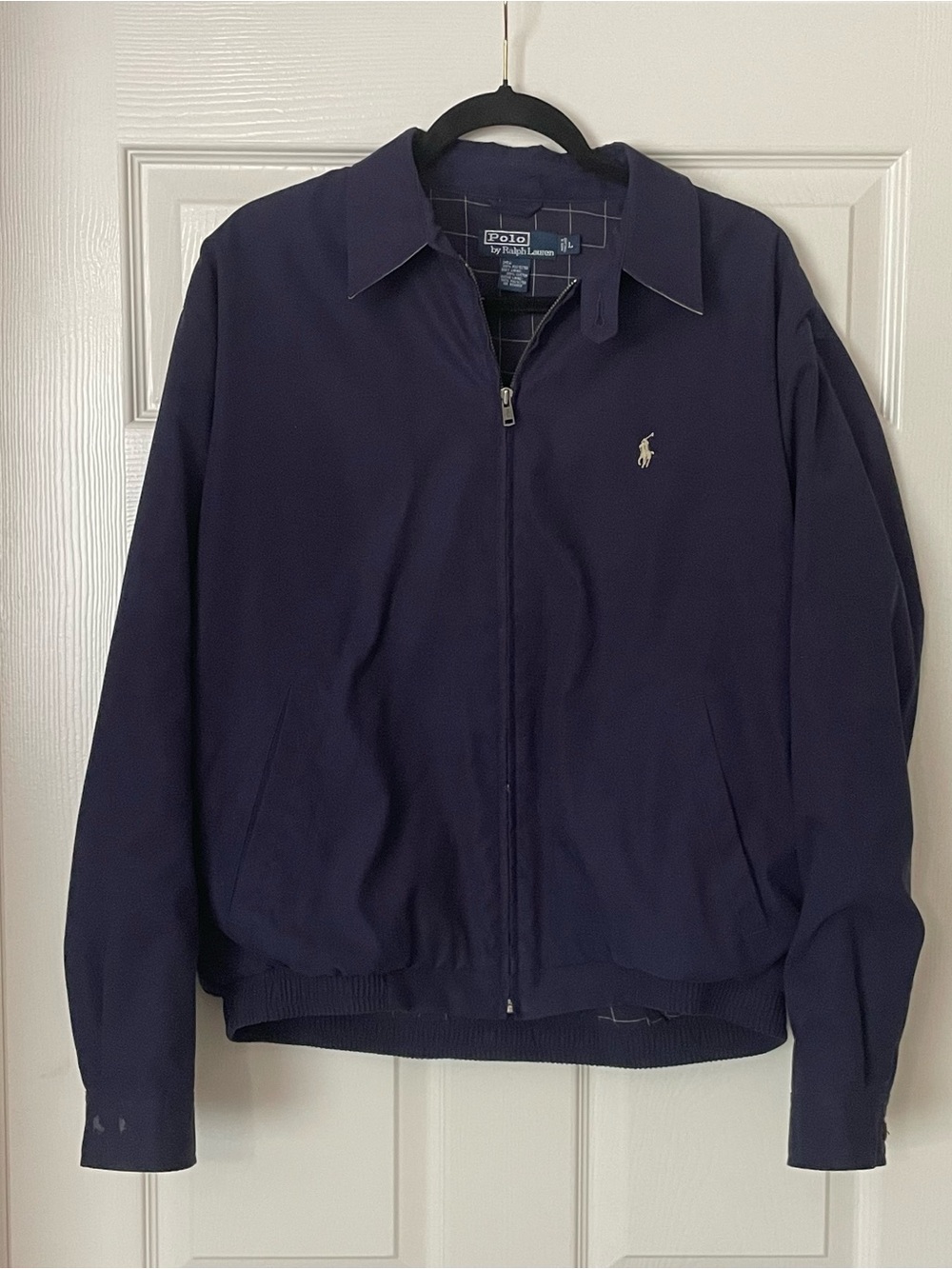Polo Ralph Lauren Vintage Lined Blue Harrington Jacket Mens Large